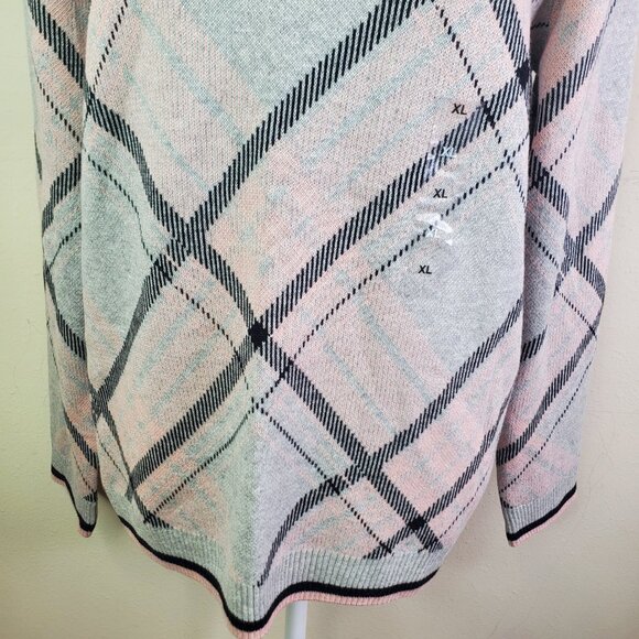 Charter Club Womens Grey Argyle Knit Sweater XL - Picture 7 of 11